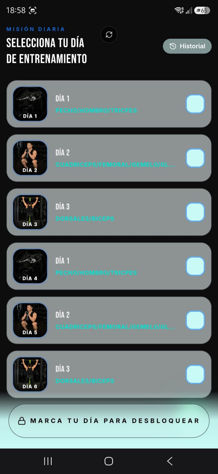 RESET FIT App — pantalla 2